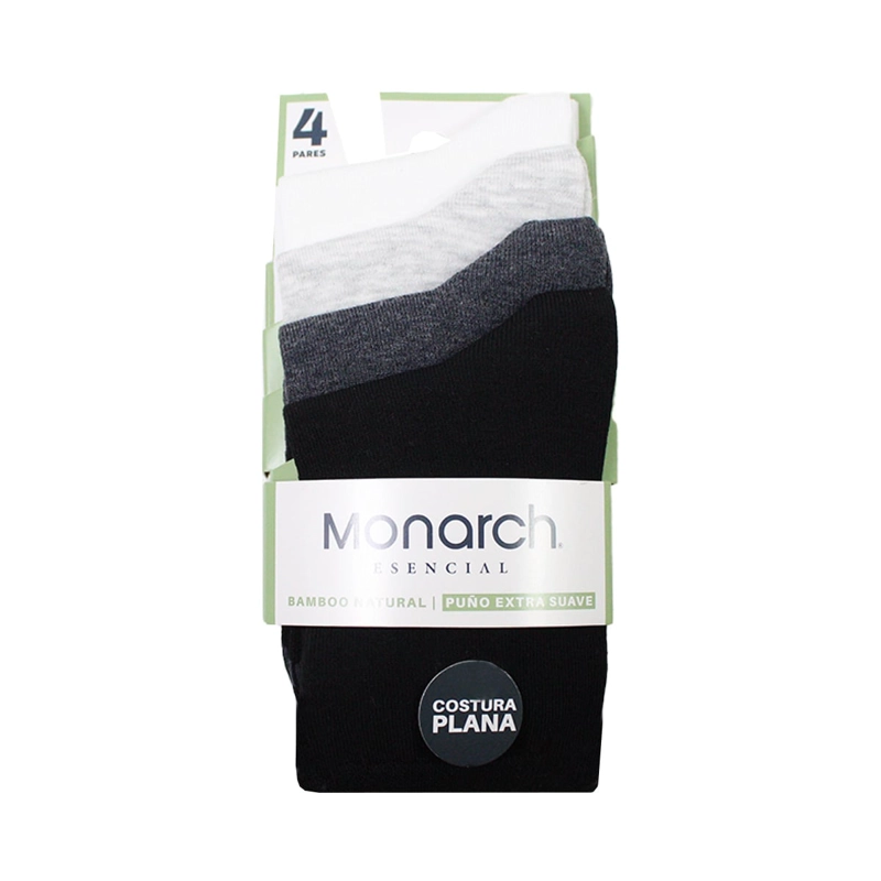 4 PARES CALCETIN BAMBOO PUÑO SUAVE KIDS LARGO 2/4 MONARCH - 3
