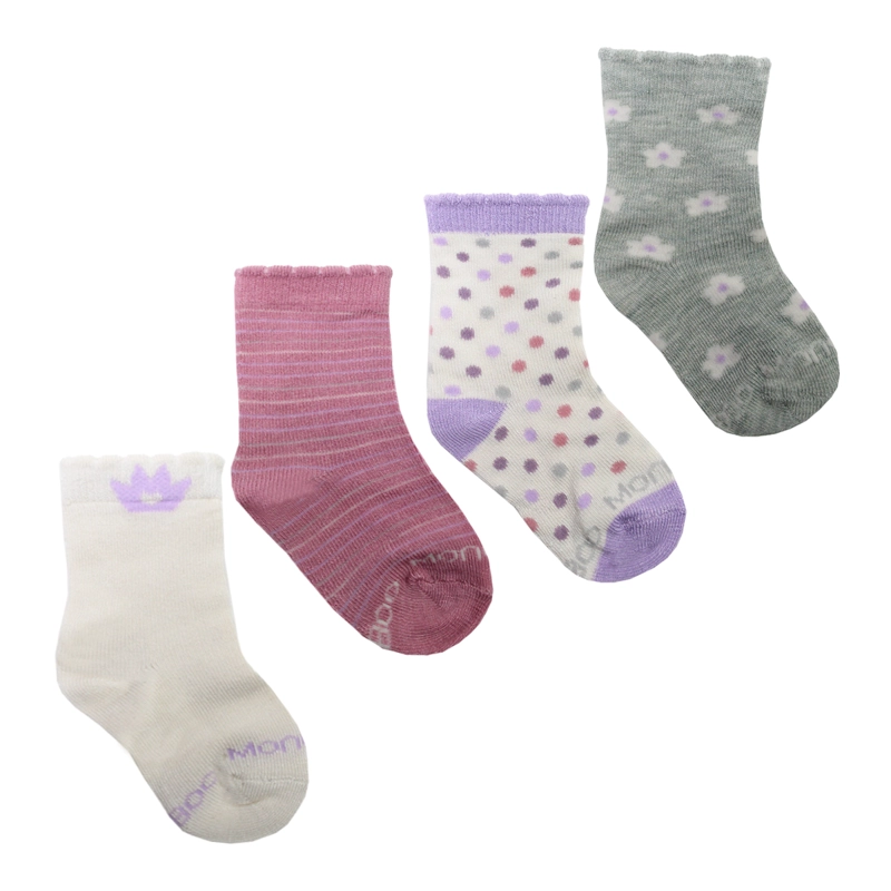 4 PARES CALCETIN BAMBOO CORONA BEBE  LARGO 3/4 MONARCH - 1