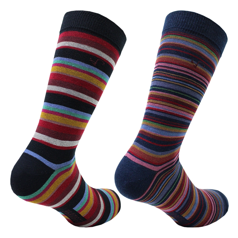 2 PARES CALCETIN BAMBOO RAYAS LARGO AMERICANO PERUGGI - 3