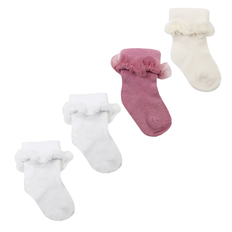 4 PARES CALCETIN BAMBOO CON VUELTA BLONDA BEBE  MONARCH - 1