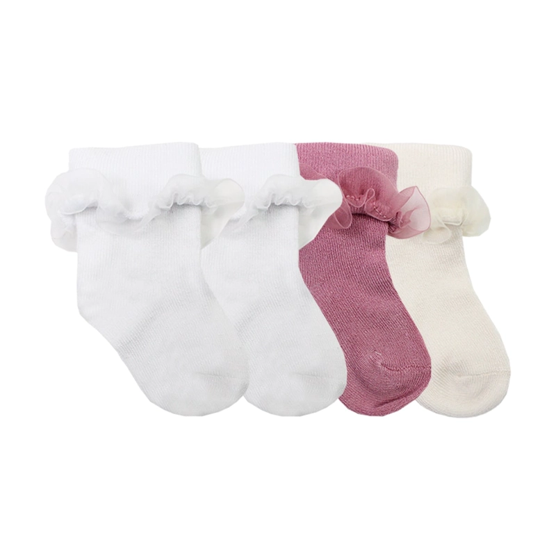 4 PARES CALCETIN BAMBOO CON VUELTA BLONDA BEBE  MONARCH - 3