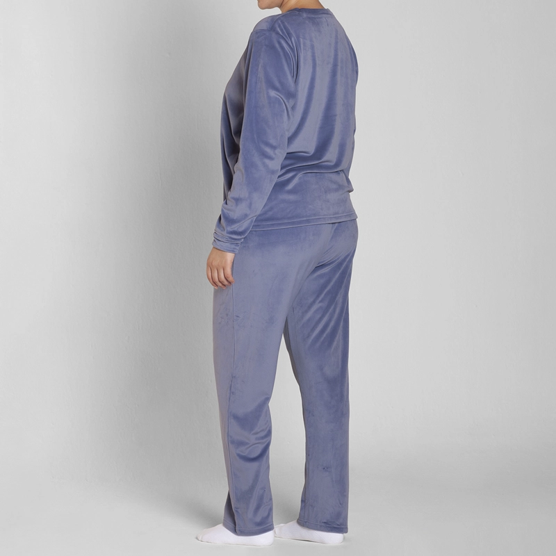 PIJAMA PLUSH CUELLO POLO PANTALON LISO MUJER MONARCH - 4