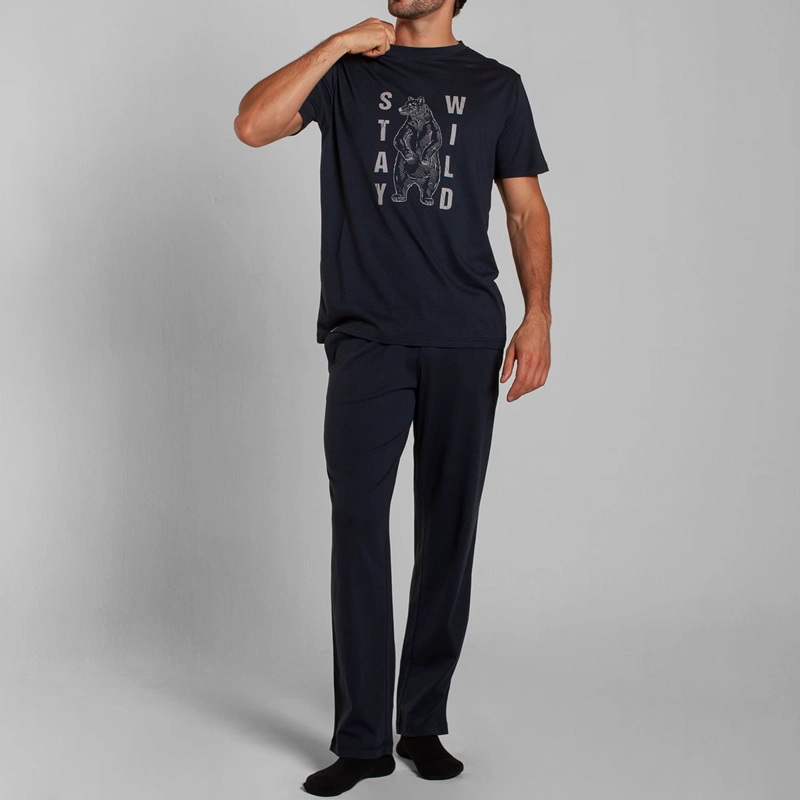 PIJAMA ALGODON/MODAL M/C PANTALON LAZO HOMBRE MONARCH - 1