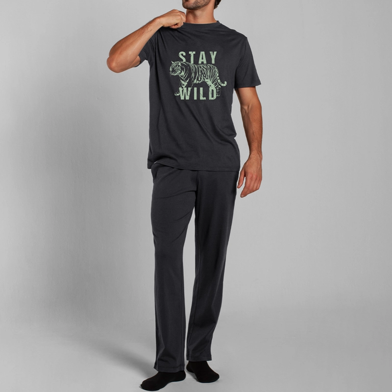 PIJAMA ALGODON/MODAL M/C PANTALON LAZO HOMBRE MONARCH - 1