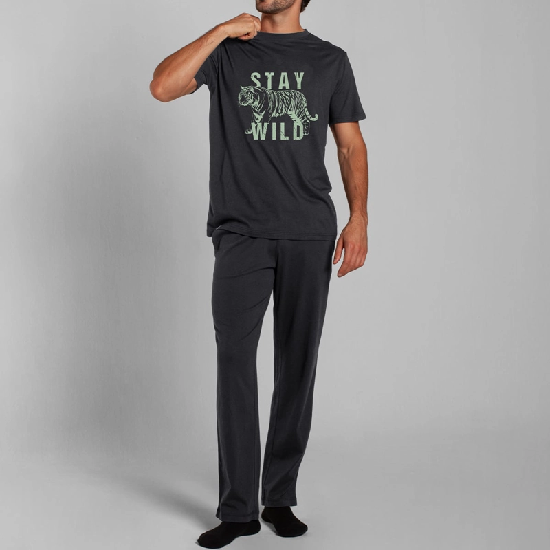 PIJAMA ALGODON/MODAL M/C PANTALON LAZO HOMBRE MONARCH - 1