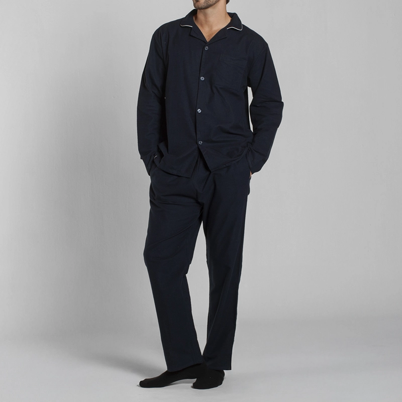 PIJAMA FRANELA MANGA LARGA PANTALON LISO HOMBRE MONARCH - 1