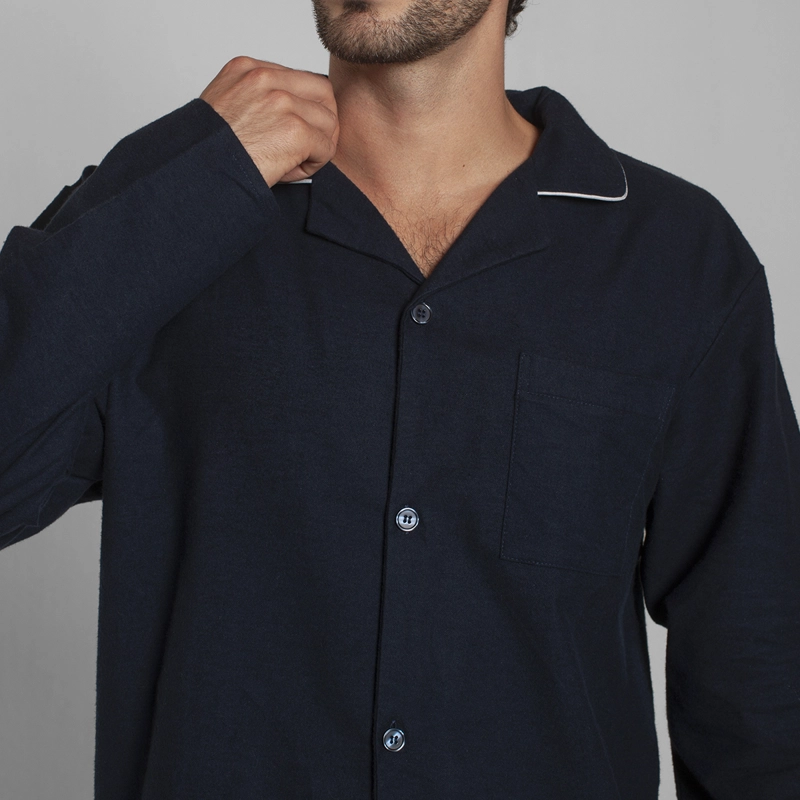PIJAMA FRANELA MANGA LARGA PANTALON LISO HOMBRE MONARCH - 2