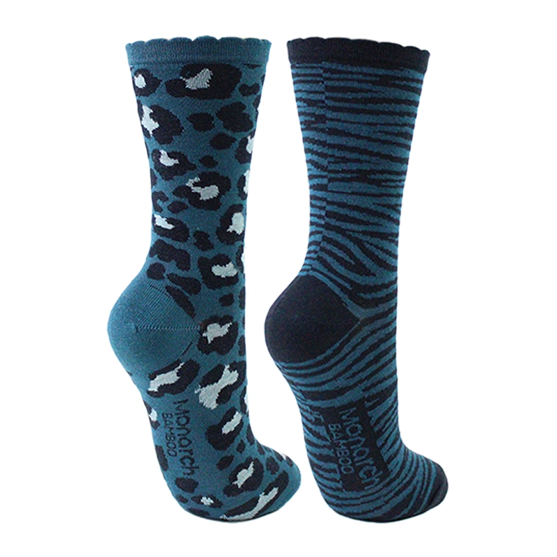 2 PARES CALCETIN BAMBOO ANIMAL PIQUE LARGO 3/4 MONARCH - 2
