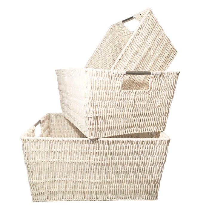 CANASTO ORGANIZADOR EN COLOR BLANCO SET DE 3 BRIC - 1