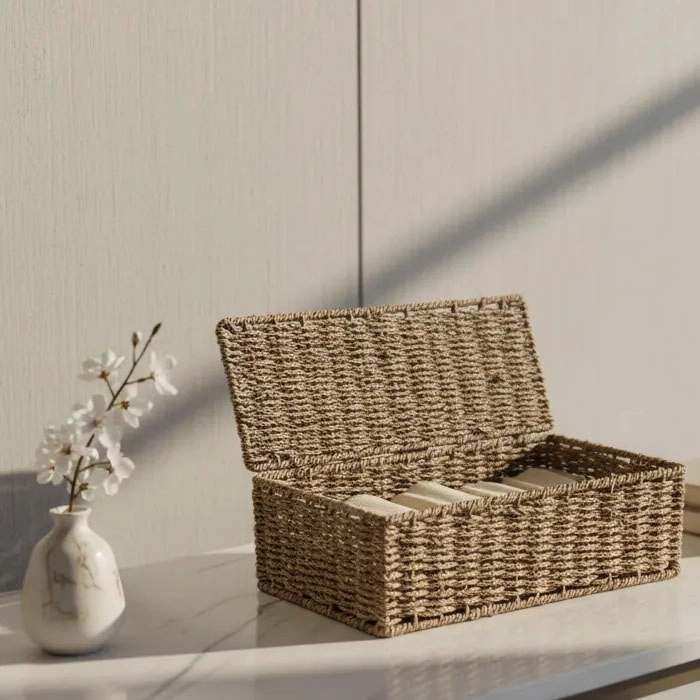 CANASTO ORGANIZADOR CON TAPA 38X14X13 CM BRIC - 1