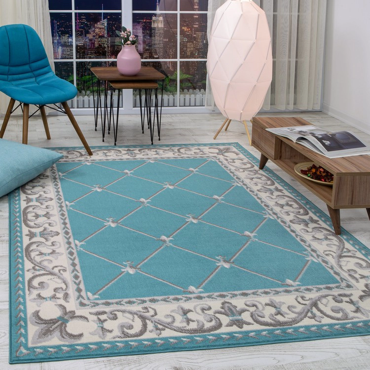 ALFOMBRA MODALFO KASHAN KING CONTEMPORÁNEA MODERNA 503 AZUL 200 X 290 CM - 4