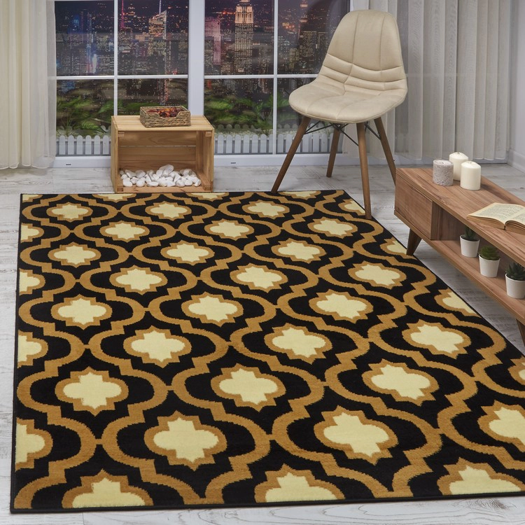 ALFOMBRA MODALFO KASHAN KING CONTEMPORÁNEA MODERNA 505 NEGRA 153 X 213 CM - 4