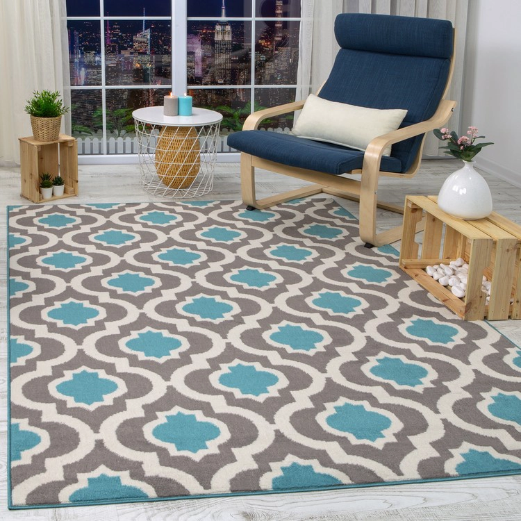ALFOMBRA MODALFO KASHAN KING CONTEMPORÁNEA MODERNA 505 AZUL 200 X 290 CM - 4