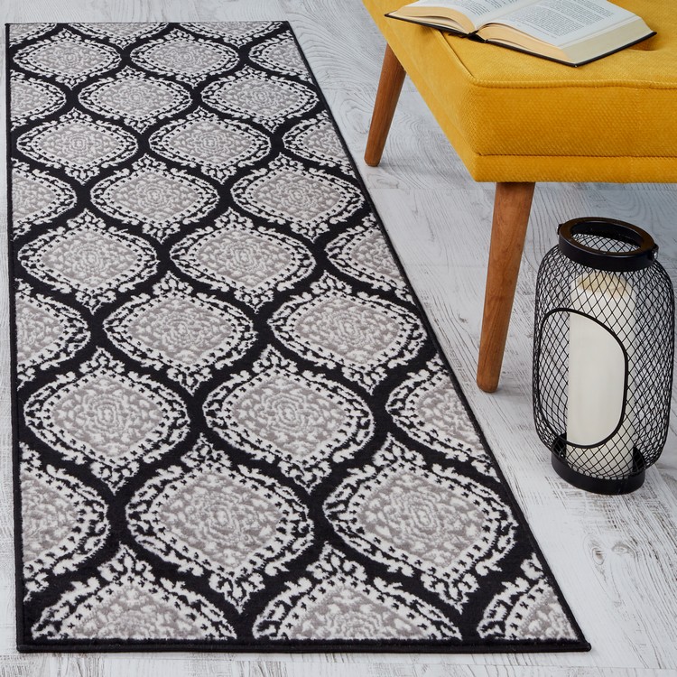 ALFOMBRA MODALFO KASHAN KING CONTEMPORÁNEA MODERNA 512 PASILLO NEGRA 60 X 213 CM - 4