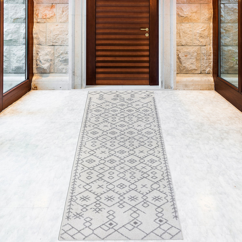 ALFOMBRAS MODALFO FLORIDA CONTEMPORÁNEA MODERNA MODA PASILLO 2700BLANCO 70 X 230 CM - 2