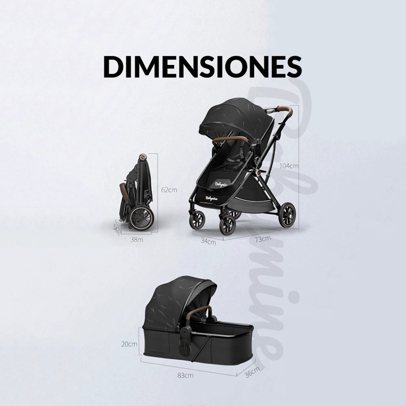 COCHE BABYMINE BEBÉ TRAVEL SYSTEM E-CRIB NEGRO - 6