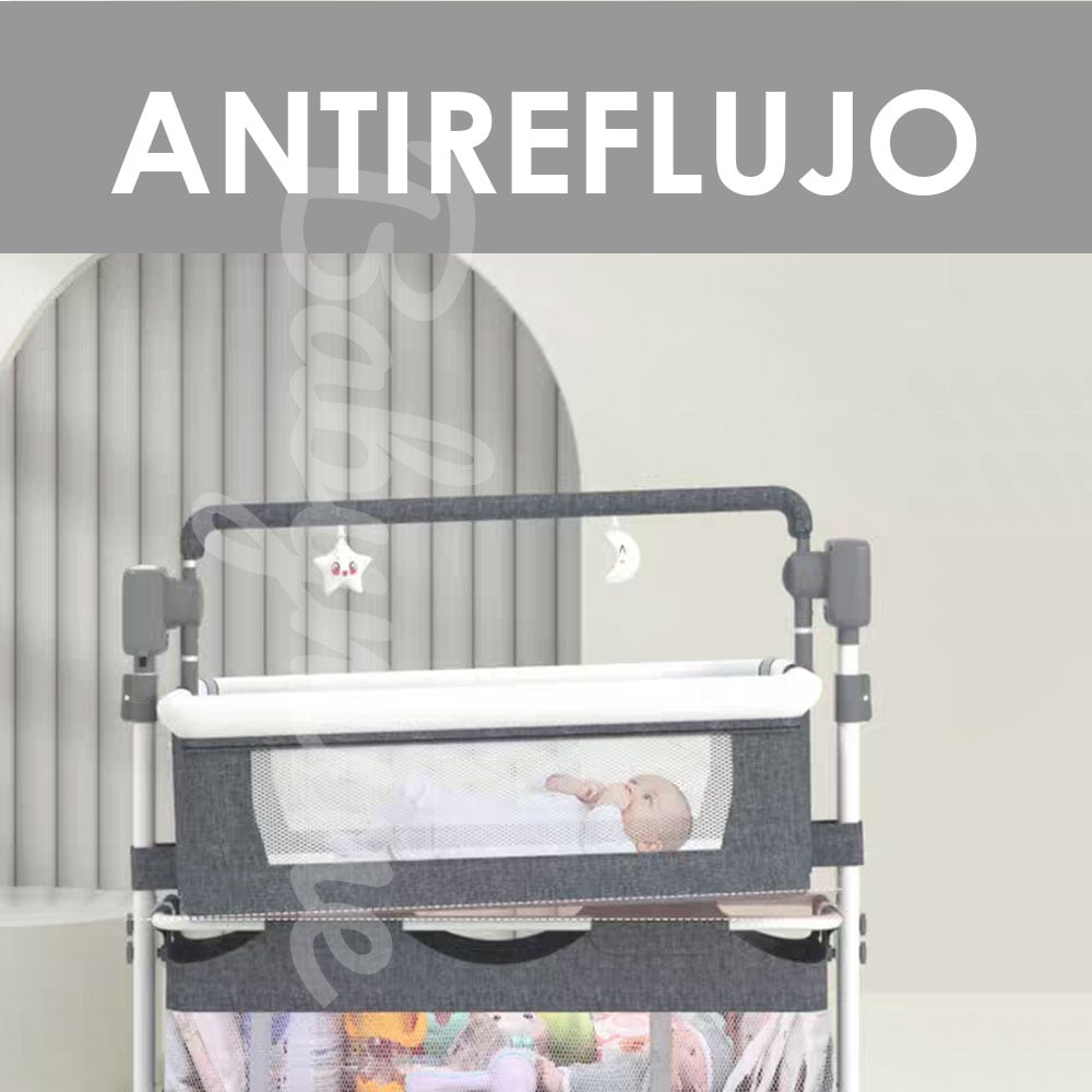 CUNA MECEDORA BABYMINE ALTA ACERO GRIS ELÉCTRICA CON BLUETOOTH - 3