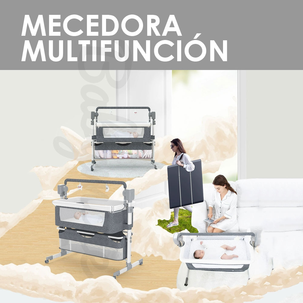 CUNA MECEDORA BABYMINE ALTA ACERO GRIS ELÉCTRICA CON BLUETOOTH - 6