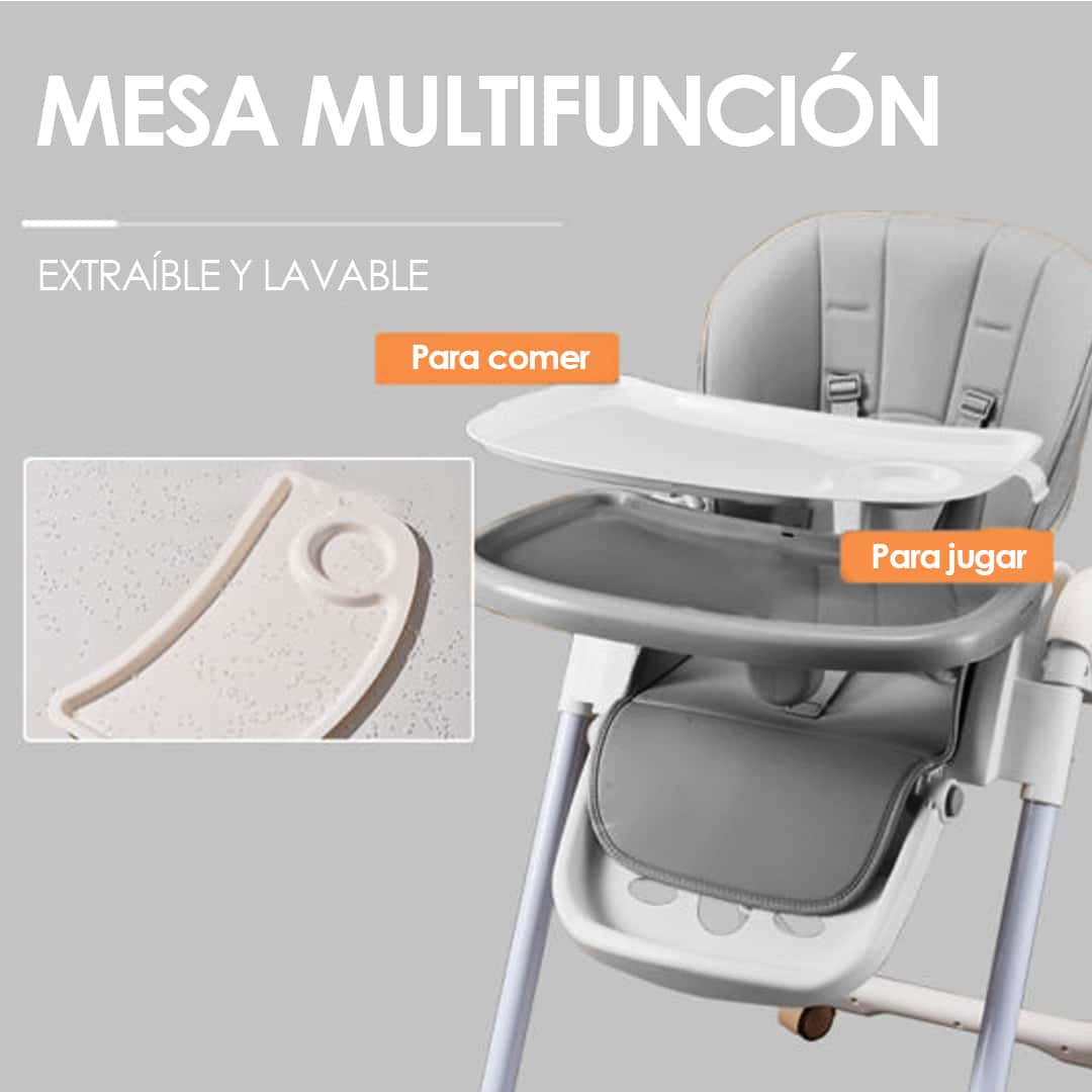 SILLA DE COMER PARA BEBÉ TODO EN 1 ROSADA BABYMINE - 7