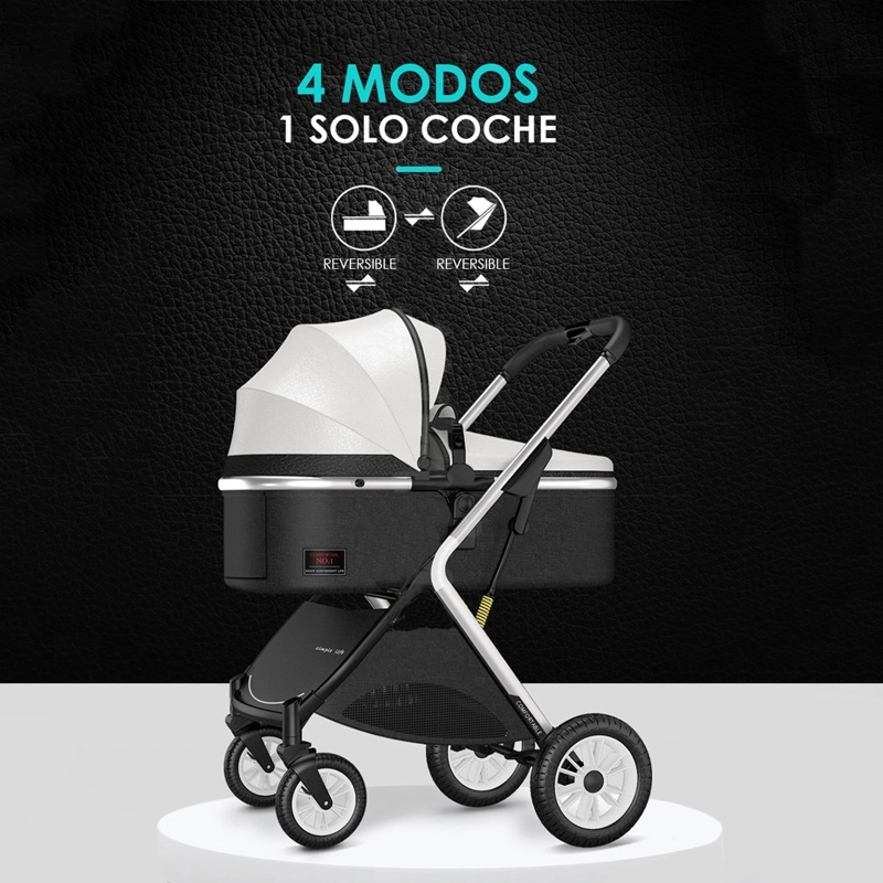 COCHE CUNA BABYMINE COMFORTABLE MOISÉS COMPACTO MULTIPOSICIONES NEGRO - 2