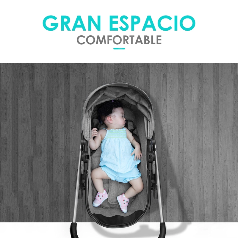 COCHE CUNA BABYMINE COMFORTABLE MOISÉS COMPACTO MULTIPOSICIONES NEGRO - 3