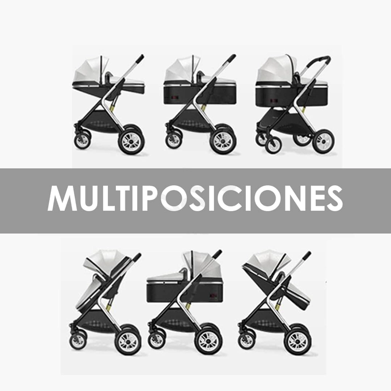 COCHE CUNA BABYMINE COMFORTABLE MOISÉS COMPACTO MULTIPOSICIONES NEGRO - 5