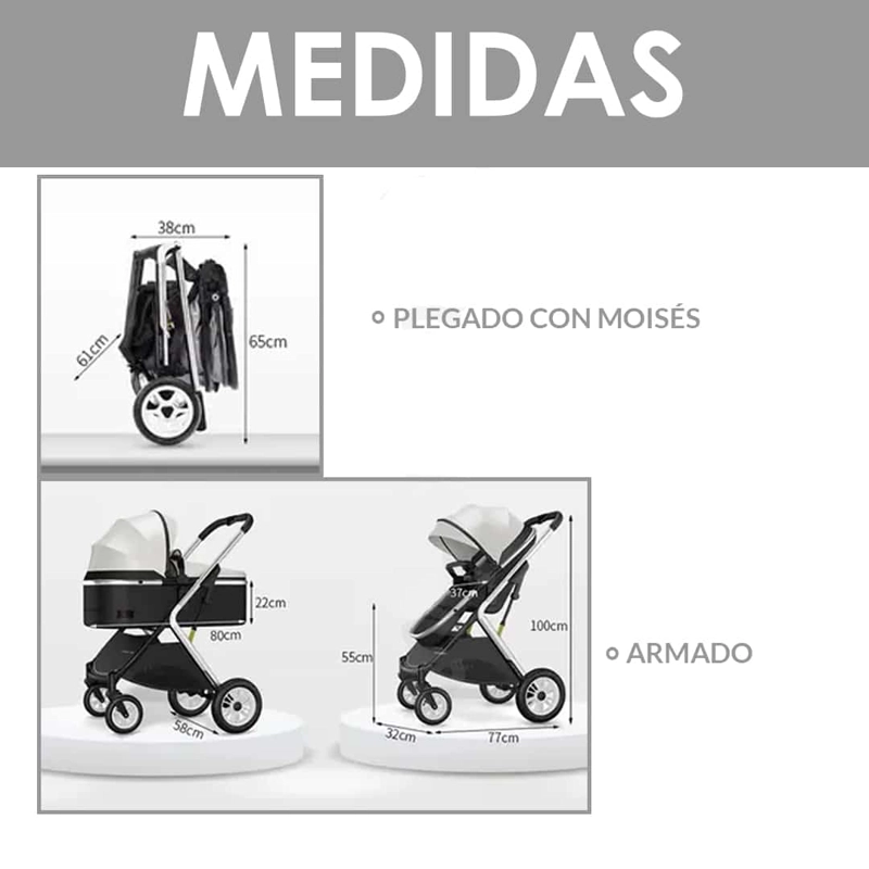 COCHE CUNA BABYMINE COMFORTABLE MOISÉS COMPACTO MULTIPOSICIONES NEGRO - 9