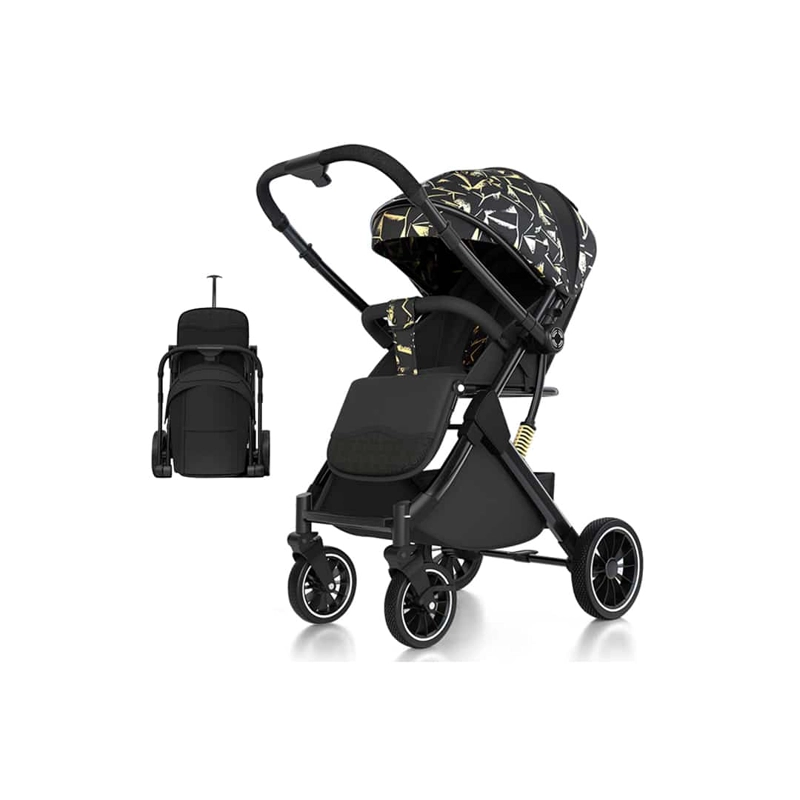COCHE PASEO BABYMINE WALKY MALETA COMPACTO REVERSIBLE DORADO NEGRO - 1