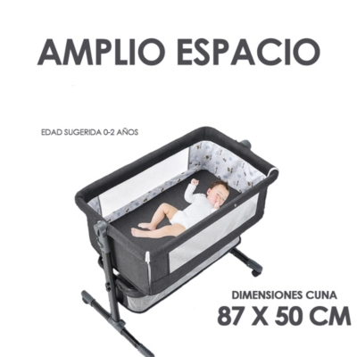 CUNA COLECHO MECEDORA CON RUEDAS GRIS BABYMINE - 8