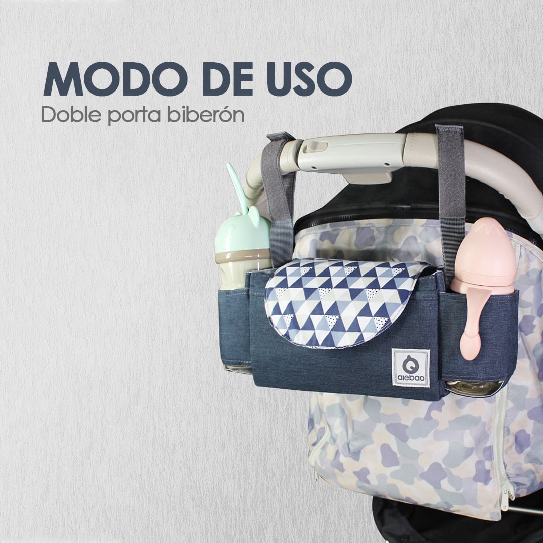 BOLSO BABYMINE AIEBAO MATERNAL COLGANTE COCHE BEBÉ AZUL - 3