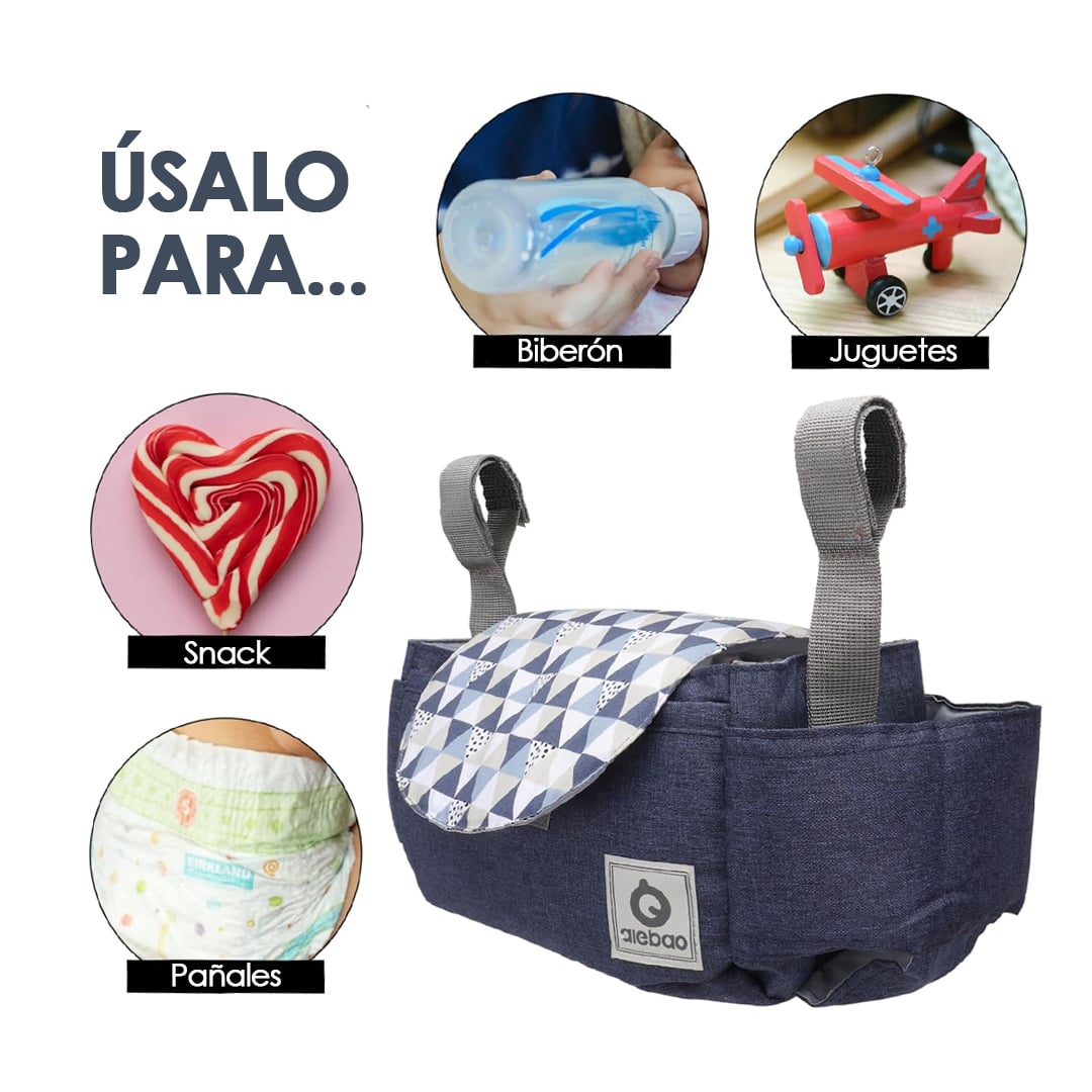 BOLSO BABYMINE AIEBAO MATERNAL COLGANTE COCHE BEBÉ AZUL - 4