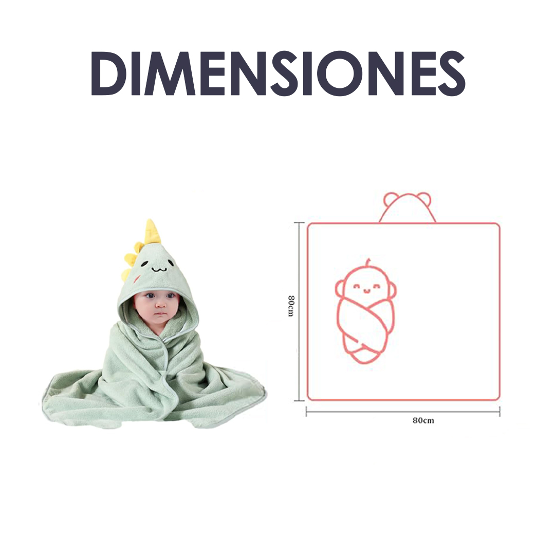 TOALLA BABYMINE DINOSAURIO PARA BEBÉ CON CAPUCHA - 6