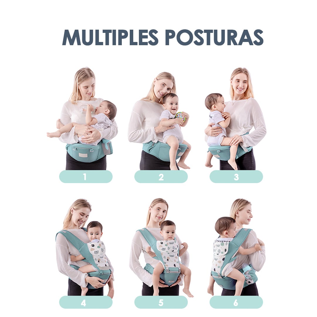 PORTABEBÉ BABYMINE ERGONÓMICO ASIENTO MULTIFUNCIONAL 6 EN 1 GRIS - 2