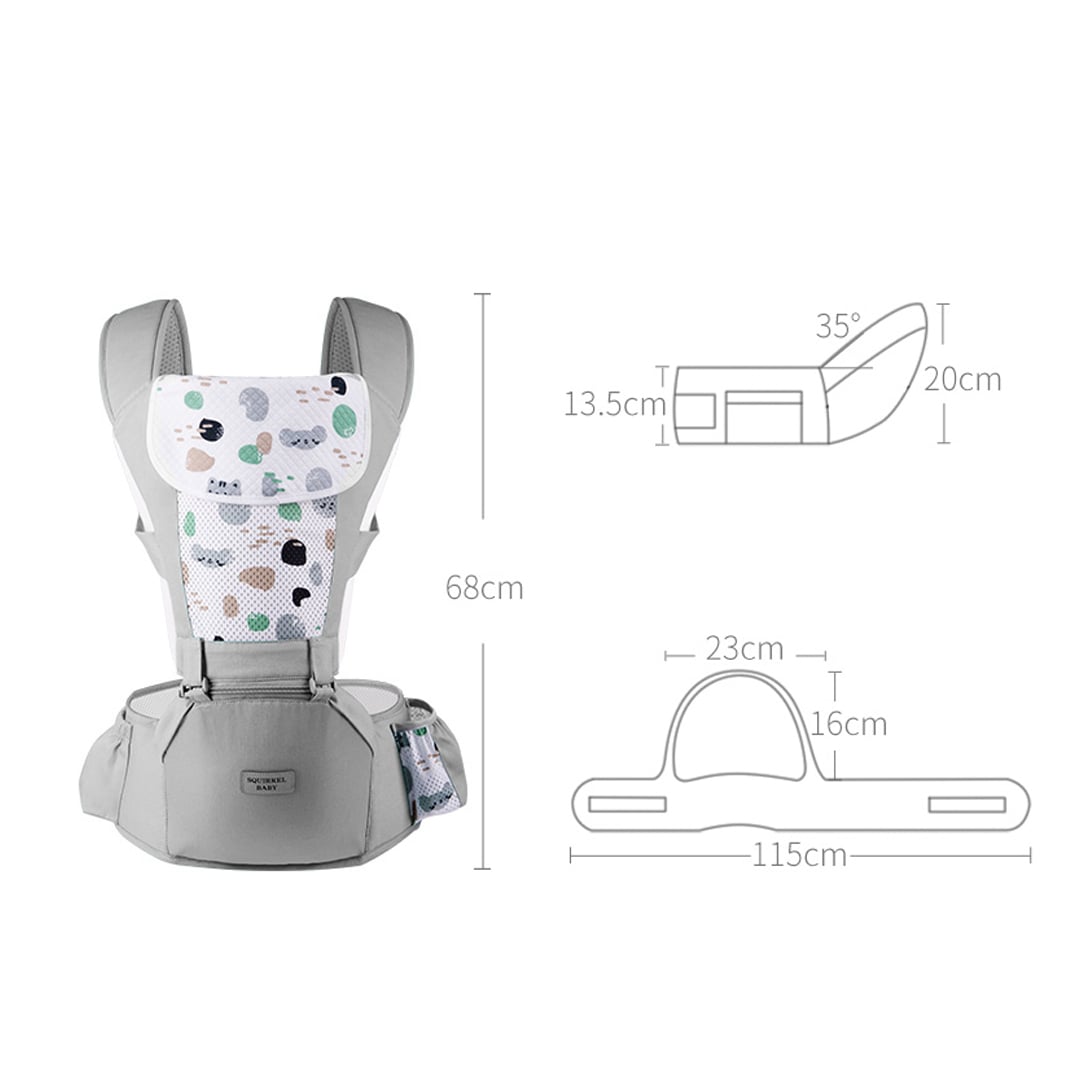 PORTABEBÉ BABYMINE ERGONÓMICO ASIENTO MULTIFUNCIONAL 6 EN 1 GRIS - 7