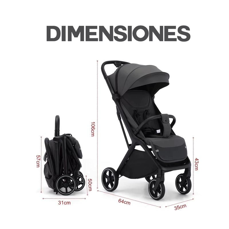 COCHE DE PASEO PLEGADO AUTOMÁTICO S1 NEGRO - 8