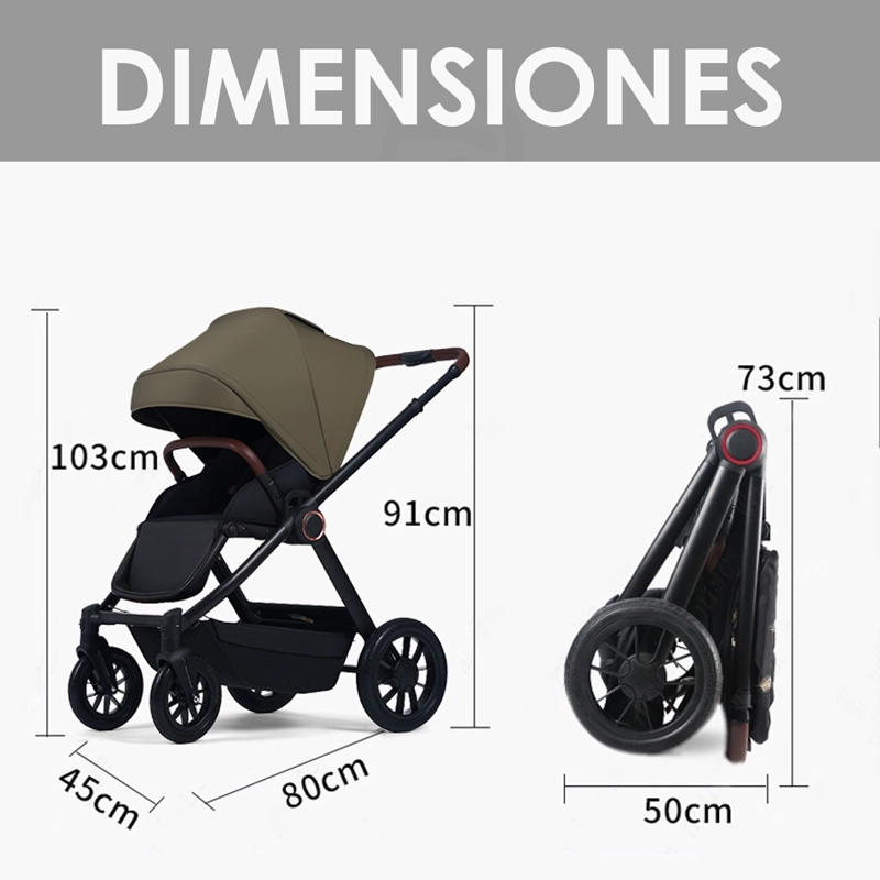 COCHE DE BEBÉ ASIENTO REVERSIBLE VERDE GOLD BABYMINE - 2