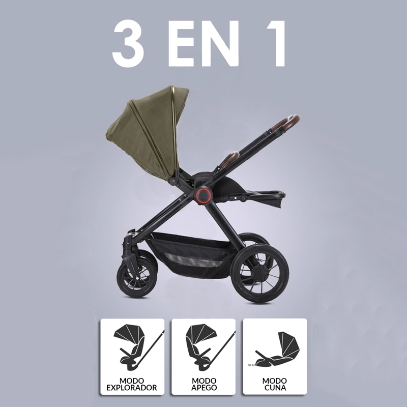 COCHE DE BEBÉ ASIENTO REVERSIBLE VERDE GOLD BABYMINE - 3