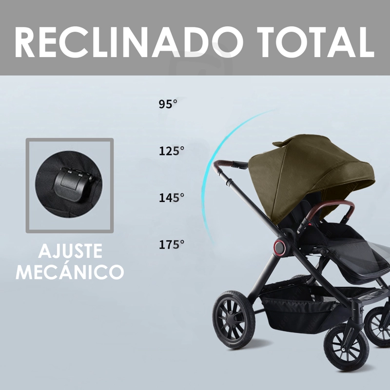 COCHE DE BEBÉ ASIENTO REVERSIBLE VERDE GOLD BABYMINE - 6