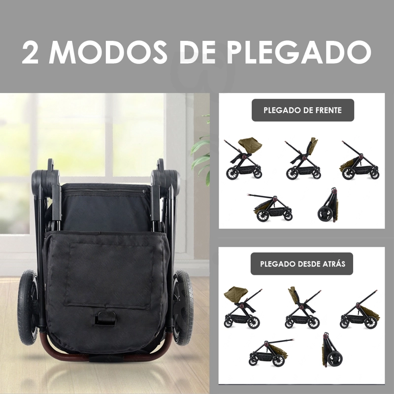 COCHE DE BEBÉ ASIENTO REVERSIBLE VERDE GOLD BABYMINE - 7
