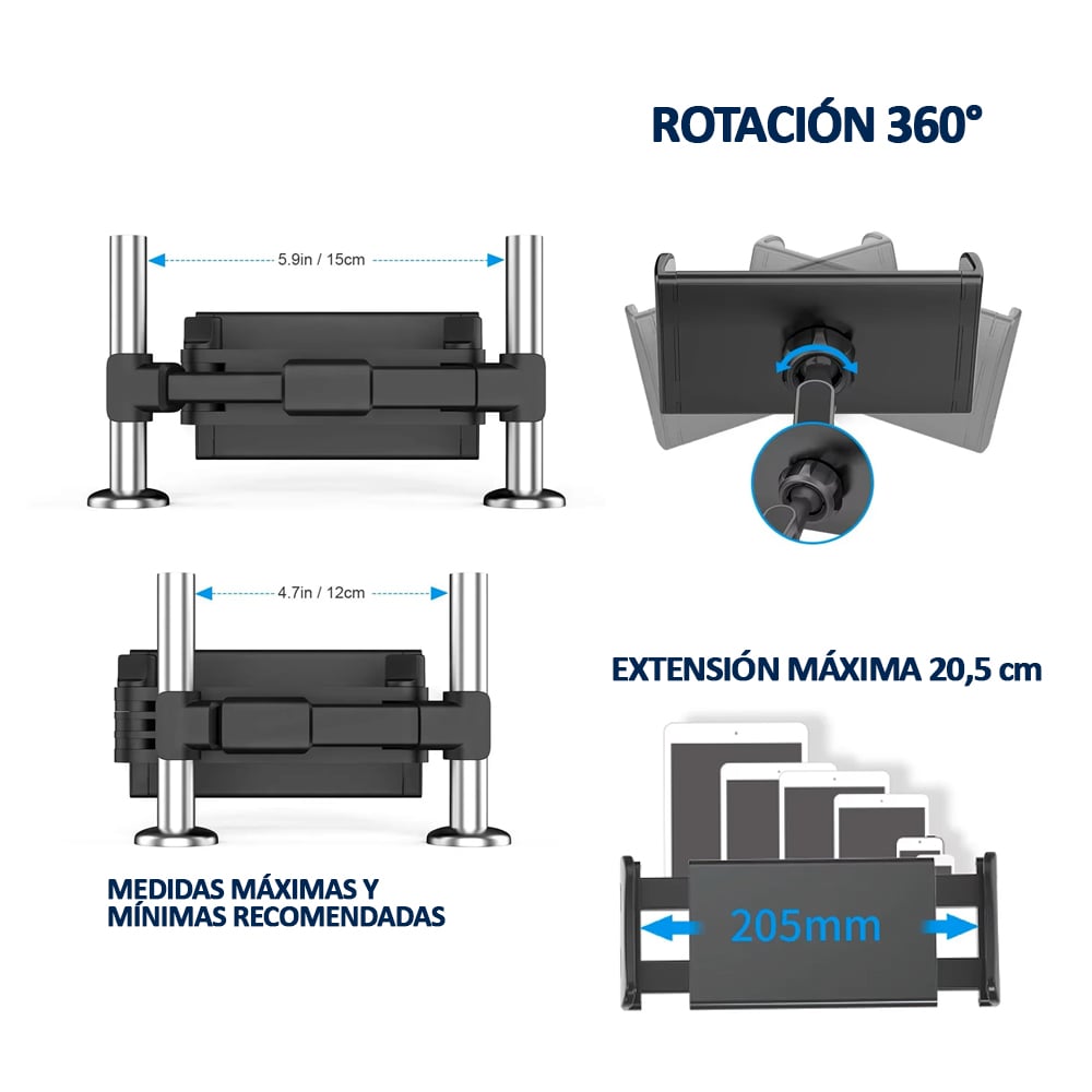 SOPORTE PARA TABLET Y TELE FONO EN AUTO – IDEAL PARA VIAJES CON NIÑOS - 6