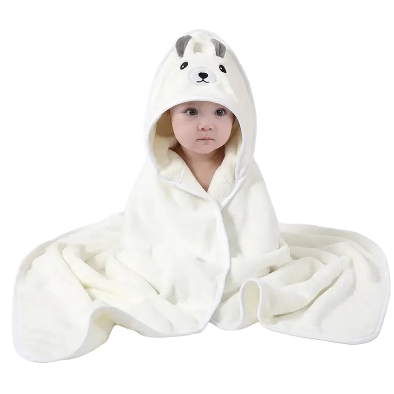 TOALLA PARA BEBE  CON CAPUCHA CONEJO BLANCO - BABYMINE - 1