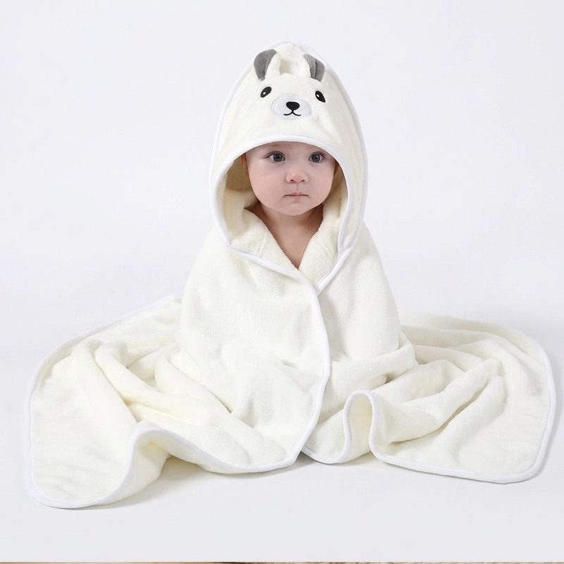 TOALLA PARA BEBE  CON CAPUCHA CONEJO BLANCO - BABYMINE - 6