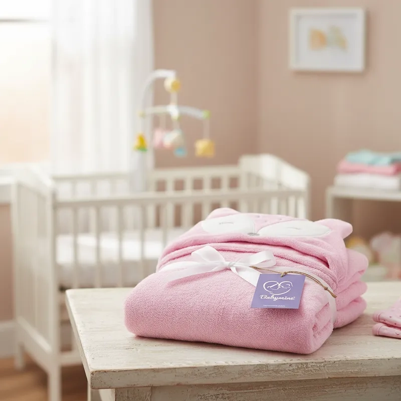TOALLA PARA BEBE  CON CAPUCHA ANIMALES ZORRITO ROSADO - BABYMINE - 4