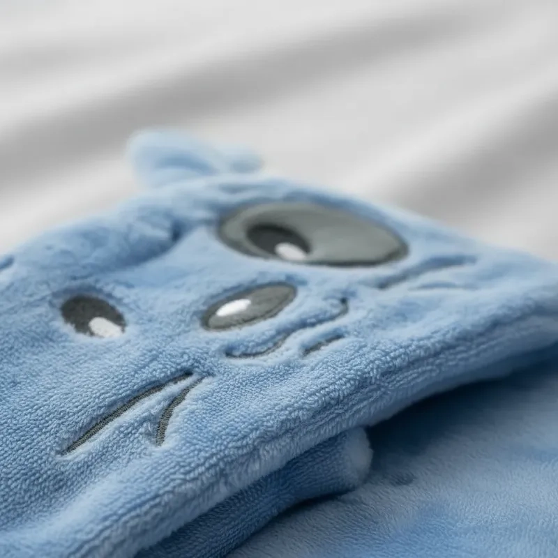 TOALLA PARA BEBE  CON CAPUCHA ANIMALES CONEJO CELESTE - BABYMINE - 3