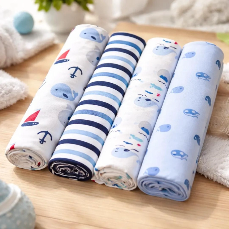 SET 4 TUTOS BEBE  FRANELA 100% ALGODON MARINEROS AZUL – BABYMINE - 3