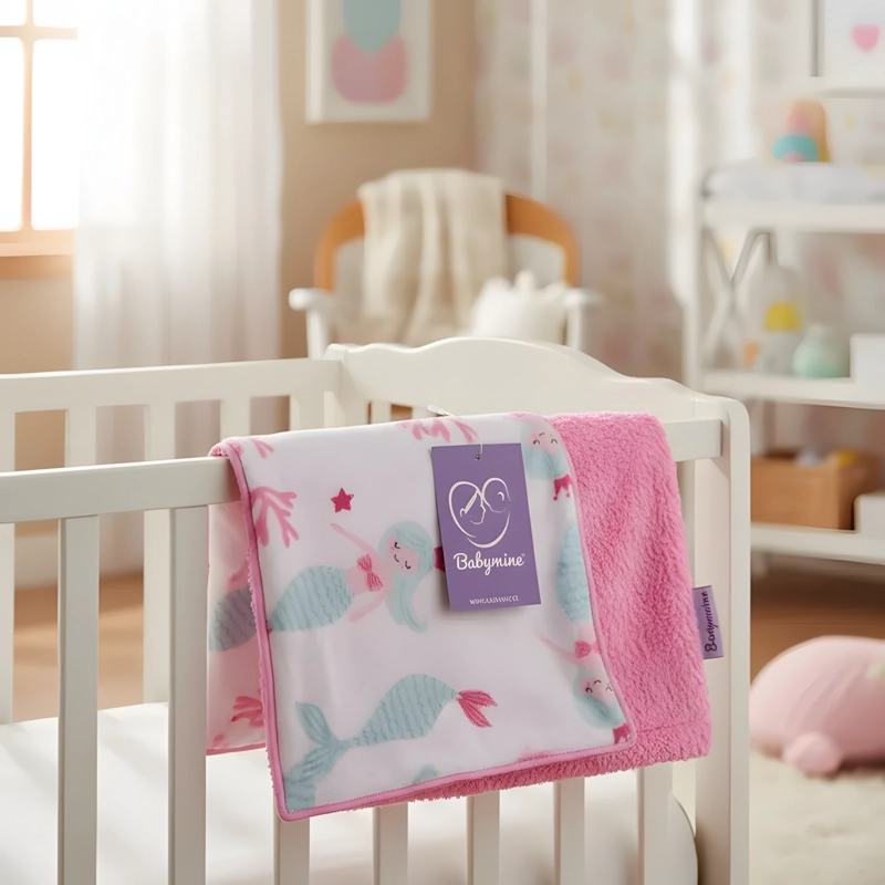 MANTA FRAZADA PARA BEBE DISEÑOS - ROSADO - BABYMINE - 4
