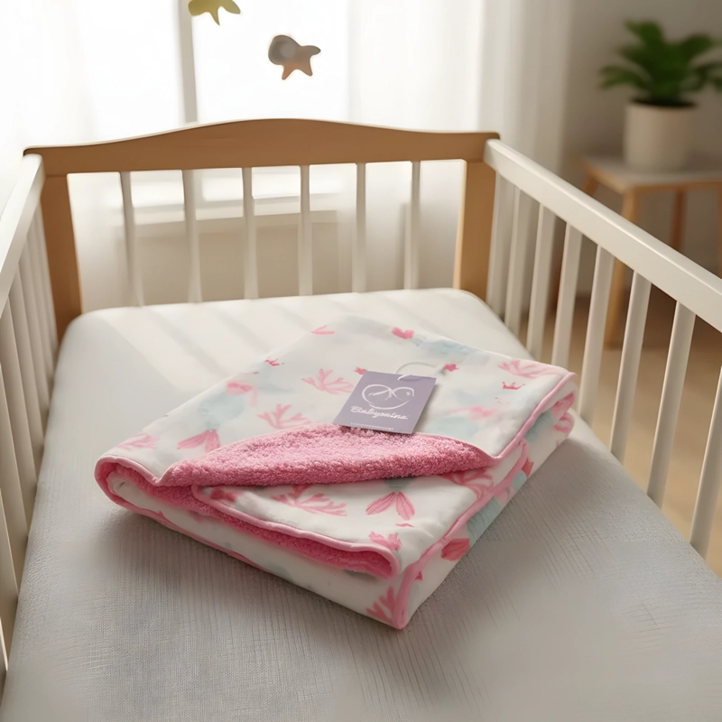 MANTA FRAZADA PARA BEBE DISEÑOS - ROSADO - BABYMINE - 5