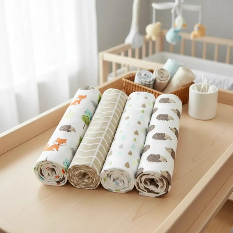 SET 4 TUTOS BEBE  FRANELA 100% ALGODON MARRON – BABYMINE - 2