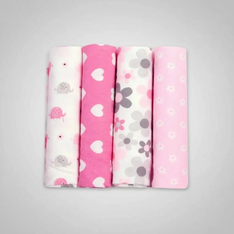 SET 4 TUTOS BEBE  FRANELA 100% ALGODON CORAZONES – BABYMINE - 4