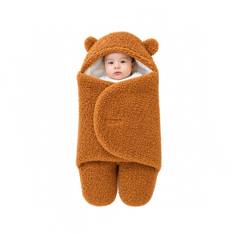 SAQUITO BEBE  OSITO CON CAPUCHITA Y OREJITAS MARRON - BABYMINE - 1